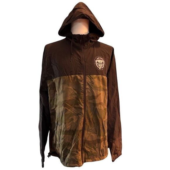 NWOT Black Craft VI Cult Windbreaker Jacket Camo Blk Hood 2 Pockets Zip XXL 3XL - Picture 1 of 7